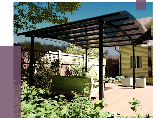 Навесы для террасы в Луховицах от 13190 руб. под ключ | ПРОЛЁТ-Лхв